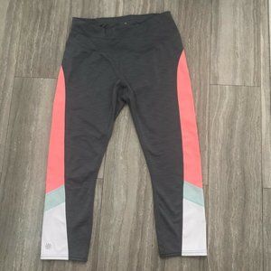ATHLETA Leggings Zip Pocket Crop Small Gray Peach